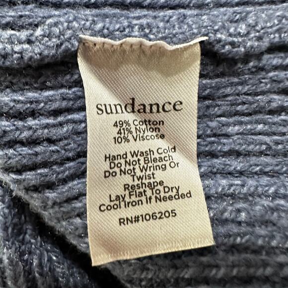 Sundance Cable Knit Tunic Sweater V Neck Blue Womens XS Cotton Pullover Thick - Picture 5 of 5